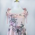 Real shooting spot Australian design printed camisole vacation style dress with lace up high waist and large swing cotton and linen skirt