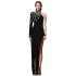 European and American niche design, one shoulder long sleeved bandage dress, light luxury rhinestone sexy slit party dress