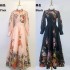 Real shot original fabric exquisite floral button shirt+high waist super large swing long skirt half skirt three piece set