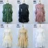 Real time spot French retro style new stand up collar single breasted bubble sleeves heavy lace patchwork dress in six colors