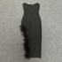 European and American sexy slit strapless side feather bandage slimming elastic party mid length dress dress