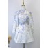 Real time stock of 2025 spring and summer new RTW violet flower pattern single breasted buckle with belt fashionable dress