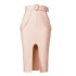 New High Waist Step Skirt Tight Elastic Waist Belt Button Bandage Half Body Skirt Sexy Split Mid length Skirt