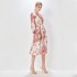 Real shot spot 2-color design elegant lantern sleeve dress with nail bead print large swing V-neck new spring and autumn dress