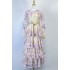 Real time spot Australian autumn new retro floral pattern lace edge multi-layer design mid to long high-end dress