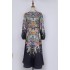 Real time spot Australian design sense early autumn new single breasted exquisite button with belt positioning printed dress