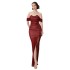 Cross border new European and American one shoulder mesh pleated bandage dress sexy tight temperament dress party dress