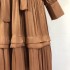 Real time spot French retro style 2025 fashion show new collection waist folded long skirt dress, high-end dress dress dress