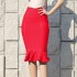 Cross border European and American new style elegant fish tail elastic short skirt sexy women's high waist, hip wrapped bandage skirt