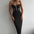 Foreign trade new solid color temperament strapless bandage dress European and American sexy diamond studded party dress dress