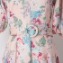 Real time shooting of spring and summer new items, pink flower print, vacation style temperament, bubble sleeves, waist cinching with belt, long skirt for women