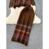 Bohemian style round neck striped fringed knitted sweater+high waist slimming mid length skirt autumn and winter set