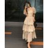 2023 summer new French niche dress retro temperament V-neck lace patchwork high waisted pleated long skirt small dress