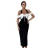 European and American cross-border new black and white contrasting slit hanging neck dress, elegant party dress with socialite temperament, bandage dress