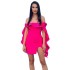 Cross border European and American new sexy one shoulder lotus leaf edge ribbon strapless bandage dress party banquet dress dress