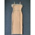 European and American foreign trade women's clothing sexy socialite temperament suspender feather slit mid length bandage dress with diamond inlay dress