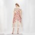 Real shooting of high-end Australian niche dresses in stock, three-dimensional flower positioning printing, vacation style lace up mid length skirts for women