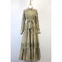 Real time spot Australian new European style lapel design, three-dimensional lace splicing, large swing dress, long skirt, women's clothing