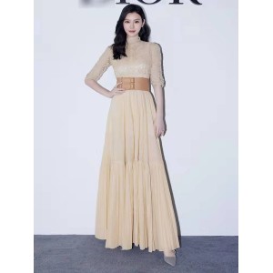 Wang Ziwen's celebrity style high-end women's clothing 2022 summer fashion western-style long skirt temperament slim fit dress