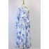 Real time spot niche retro elegant printed single breasted high-end cotton and linen dress with women's lace up lantern sleeves long skirt