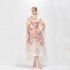 Real shooting of high-end Australian niche dresses in stock, three-dimensional flower positioning printing, vacation style lace up mid length skirts for women