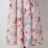 Real time shooting of spring and summer new items, pink flower print, vacation style temperament, bubble sleeves, waist cinching with belt, long skirt for women