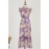 Real shooting spot vacation style printed three-dimensional flower embroidery loose two-piece set dress with patchwork lace mid length skirt