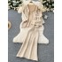 Gentle Ins atmosphere, spicy girl, rose flower hanging neck vest, women's long sleeved knitted cardigan jacket, half skirt