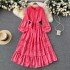 Advanced French style waist cinching slimming pleated lantern sleeve dress for autumn women's clothing, princess style white fairy dress