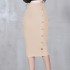 Autumn and winter new waist cinching slimming half skirt fashionable sewn button mid length skirt slim fitting bandage skirt temperament versatile hip hugging skirt