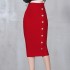 Autumn and winter new waist cinching slimming half skirt fashionable sewn button mid length skirt slim fitting bandage skirt temperament versatile hip hugging skirt