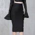 Autumn and winter new waist cinching slimming half skirt fashionable sewn button mid length skirt slim fitting bandage skirt temperament versatile hip hugging skirt