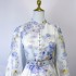 Real time stock of 2025 spring and summer new RTW violet flower pattern single breasted buckle with belt fashionable dress