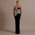 2024 European and American new design flower inlaid diamond bandage set sexy strapless top long skirt two-piece set