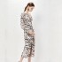 Real time shooting of European and American new V-neck ruffled leopard print slim fit pencil dress with temperament for commuting in spring and autumn women's clothing