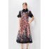 Real time spot Australian design positioning printed flower heavy industry lace up retro dress+suspender two-piece set