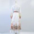 Real time spot European and American niche retro style single breasted floral buckle mid length large swing dress with belt for autumn