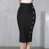 Autumn and winter new waist cinching slimming half skirt fashionable sewn button mid length skirt slim fitting bandage skirt temperament versatile hip hugging skirt