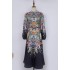 Real time spot 2024 early autumn new single breasted positioning printed high-end vacation dress, mid length skirt with belt