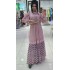 Spring and Autumn light mature style retro temperament long sleeved stand up collar cinched waist slimming A-line polka dot dress elegant large swing long skirt