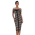 Cross border European and American sexy one shoulder striped patchwork bandage dress party party dress