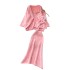 Gentle Ins atmosphere, spicy girl, rose flower hanging neck vest, women's long sleeved knitted cardigan jacket, half skirt