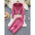 Advanced style with a luxurious touch, women's winter woolen cardigan jacket+split mid length skirt