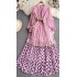 Spring and Autumn light mature style retro temperament long sleeved stand up collar cinched waist slimming A-line polka dot dress elegant large swing long skirt