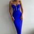 Foreign trade new solid color temperament strapless bandage dress European and American sexy diamond studded party dress dress