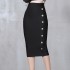 Autumn and winter new waist cinching slimming half skirt fashionable sewn button mid length skirt slim fitting bandage skirt temperament versatile hip hugging skirt