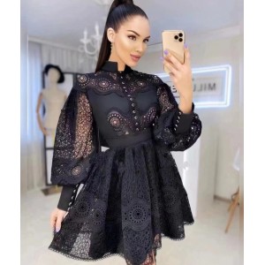 New spring outfit with French style luxury and elegant temperament, featuring a petite fragrance and lace dress. Women's ruffled princess dress