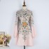 Real shooting spot 2024 new retro single breasted button positioning print waist slimming dress temperament with belt trend