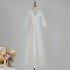 Real time spot European, American and British niche white lace hollow dress A-line V-neck elegant long dress for women