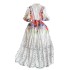 Retro court style bubble short sleeved stand up collar slimming A-line water-soluble hook flower hollow lace dress dress